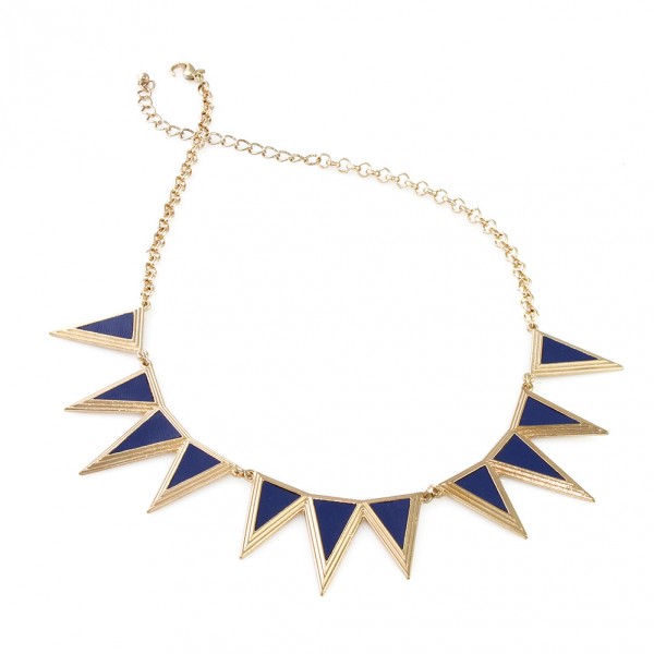 Harlow Navy Leatherette Triangle Bib Necklace